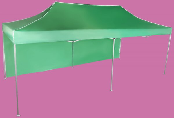 Nůžkový stan 3x6m hliníkový, Zelená, 1 boční plachta