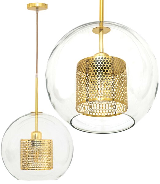 Toolight Závěsná lampa Glass Gold Loft APP556-1CP 30cm