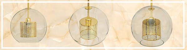 Toolight Závěsná lampa Glass Gold Loft APP555-1CP 25cm