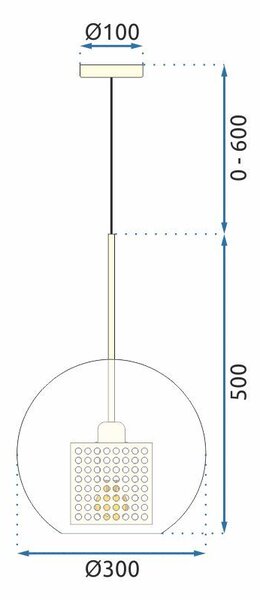 Toolight - závěsná skleněná lampa APP556-1CP 30cm, zlatá, OSW-08749