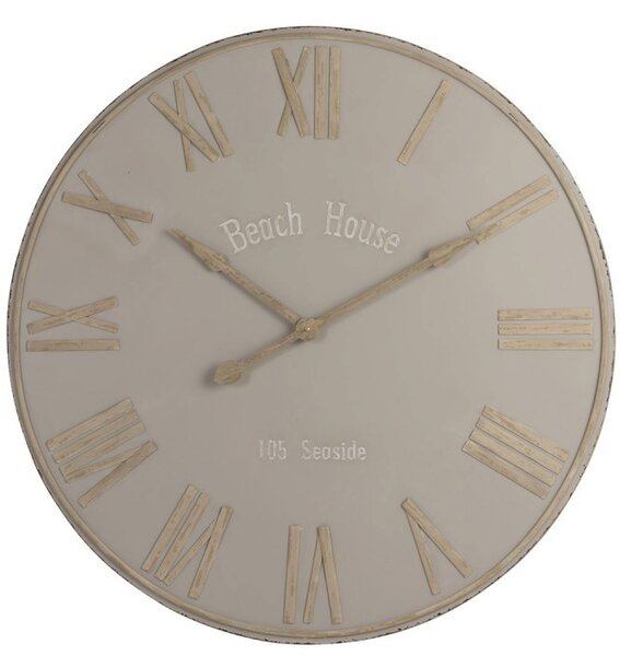 Béžové nástěnné kovové hodiny Beach House - Ø92cm