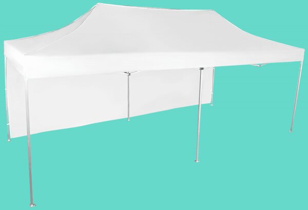 Nůžkový stan 3x6m hliníkový, Bílá, 1 boční plachta