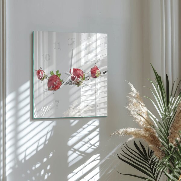 Skleněné hodiny Jahody ve vodě zskb-30x30-00059522