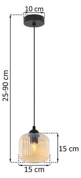 Závěsné svítidlo Riffle, 1x medové skleněné stínítko