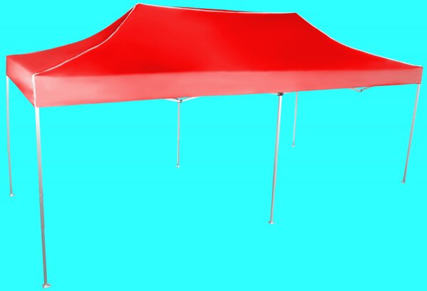 Nůžkový stan 3x6m hliníkový, Červená, Bez bočních plachet