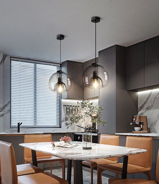 Toolight - závěsná skleněná svítilna s kouřového skla E27 60W APP1027-1CP, černá, OSW-01154