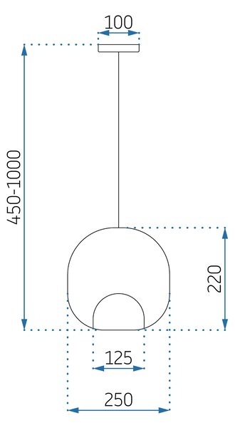 Toolight - závěsná skleněná svítilna s kouřového skla E27 60W APP1027-1CP, černá, OSW-01154
