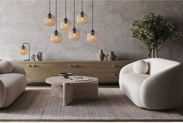 Stolní lampa Riffle, 1x medové skleněné stínítko