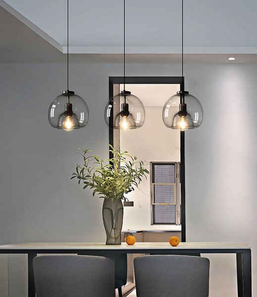 Toolight - závěsná skleněná svítilna s kouřového skla E27 60W APP1027-1CP, černá, OSW-01154