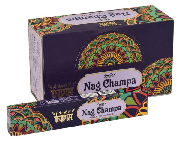 Vonné tyčinky, Nag Champa, Aromas of India, 23cm, 15g, (Poojas)