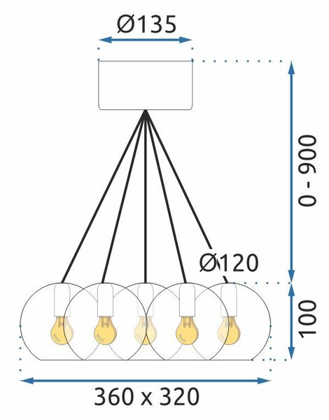 Toolight - Závěsné svítidlo skleněné koule G4 25W APP560-7CP, chromová, OSW-08236