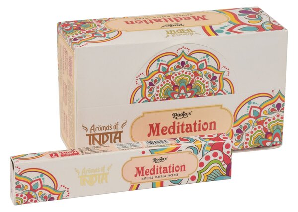 Vonné tyčinky, Meditation, Aromas of India, 23cm, 15g, (Poojas)