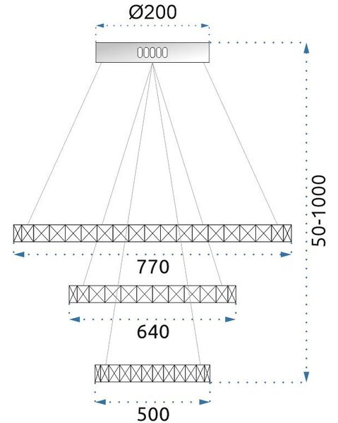 Toolight Závěsná křišťálová lampa + dálkové ovládání APP772-3CP