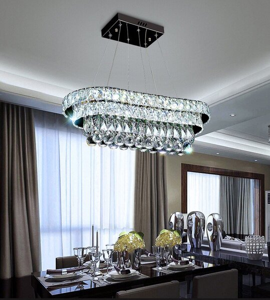 Toolight Křišťálová závěsná stropní lampa LED 102W Remote APP417-CP