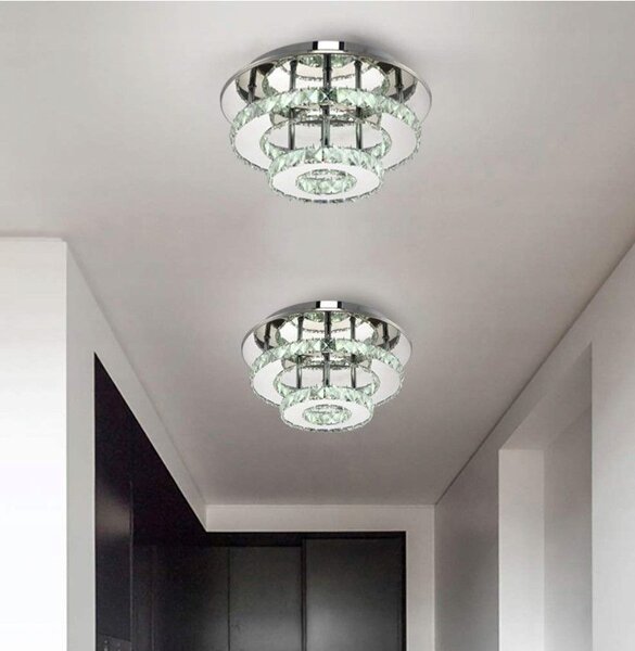 Toolight Toolight, LED křišťálové závěsné stropní svítidlo 20W, neutrální barva, APP412-C, chromová, OSW-65010