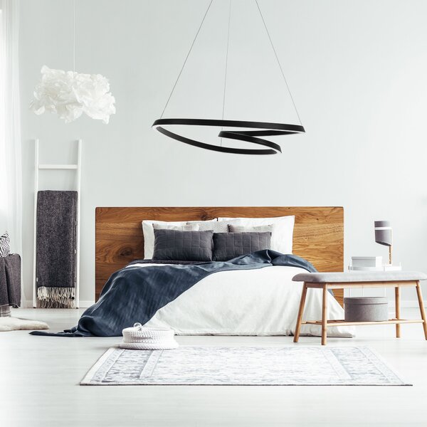 Toolight Toolight, Moderní LED závěsné stropní svítidlo + dálkový ovladač APP796-CP, černá, OSW-05502