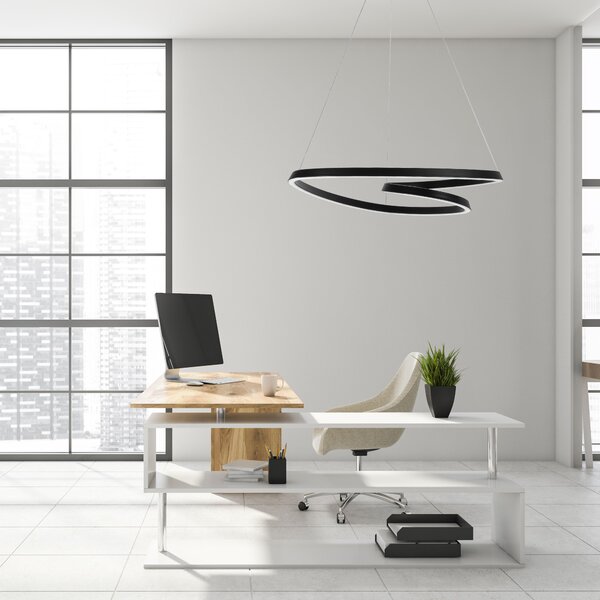 Toolight Toolight, Moderní LED závěsné stropní svítidlo + dálkový ovladač APP796-CP, černá, OSW-05502
