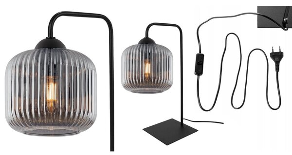 Stolní lampa Riffle, 1x grafitové skleněné stínítko