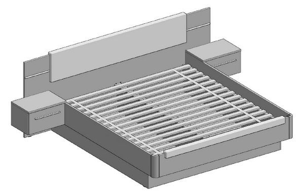 Postel s nočními stolky Utah 180x200 cm, s osvětlením, dub pískový/bílá
