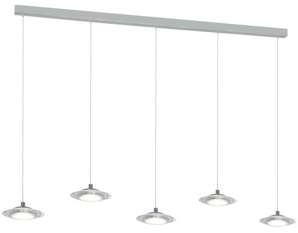 Závěsné svítidlo Ellipse, 5x chromové kovové stínítko, ch