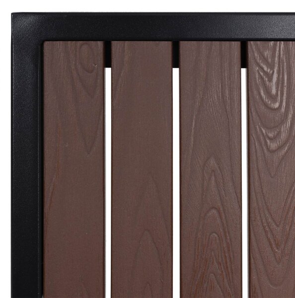Set 2 zahradních židlí a stolku HWC-J95, hliník imitace dřeva - černá, tmavě hnědá