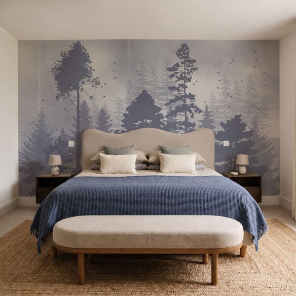 Fototapeta Skupina stromů v zamlženém lese, Přírodní fototapety, Populární fototapety - Tapeko.co.cz