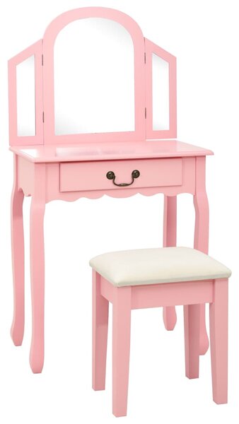 Toaletní stolek Shoby se stoličkou - pavlovnia - 65x36x128 cm | růžový