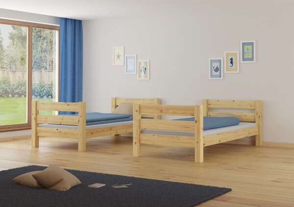 Dětská patrová postel z masivu borovice HONZA - 200x90 cm - přírodní
