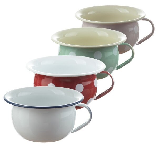 Bílá smaltovaná mísa s uchem White blue - Ø 18*10cm - 1L - Münder Email