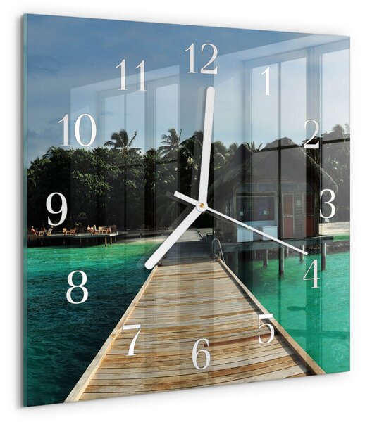 Skleněné hodiny Mořské palmy zskb-30x30-00080669