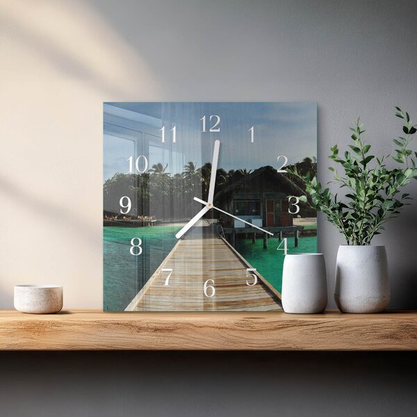 Skleněné hodiny Mořské palmy zskb-30x30-00080669