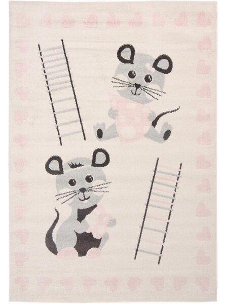 Dětský kusový koberec Myšky krémově růžový 160x220cm