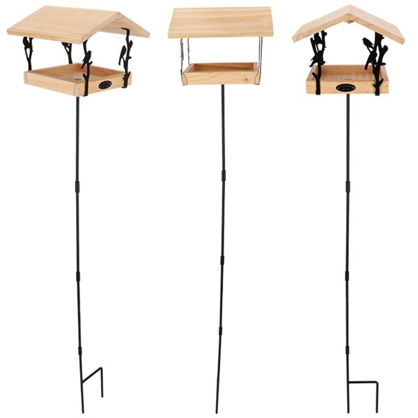 Zapichovací krmítko pro ptáky Rhi, 131,5x24,5x24,5 cm, dřevo/kov, hnědá