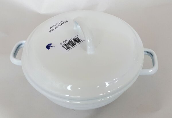 Bílá smaltovaná mísa s pokličkou White blue - Ø 20*8cm - Münder Email