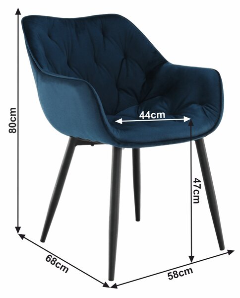 KONDELA Designové křeslo, modrá Velvet látka, FEDRIS