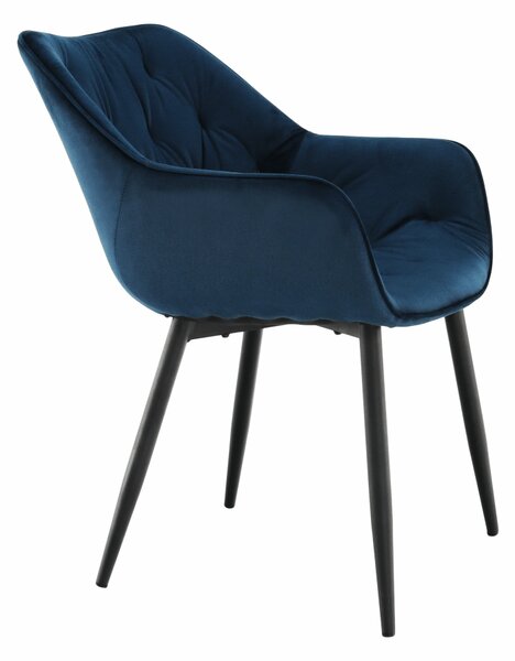 KONDELA Designové křeslo, modrá Velvet látka, FEDRIS