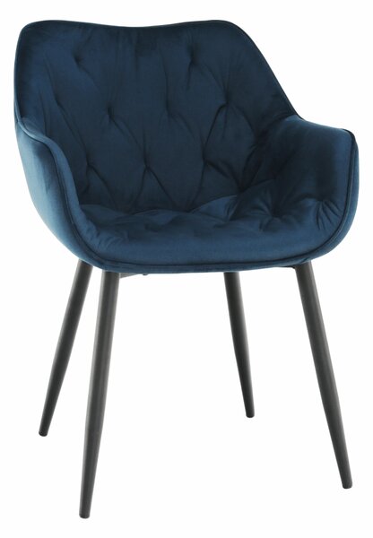 KONDELA Designové křeslo, modrá Velvet látka, FEDRIS