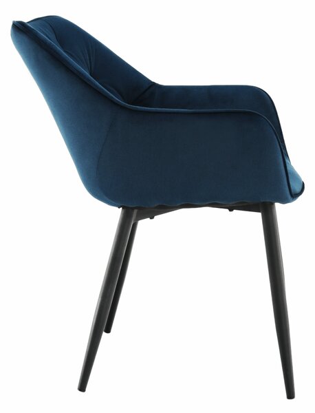 KONDELA Designové křeslo, modrá Velvet látka, FEDRIS