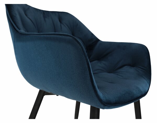 KONDELA Designové křeslo, modrá Velvet látka, FEDRIS