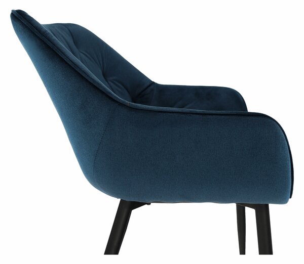 KONDELA Designové křeslo, modrá Velvet látka, FEDRIS