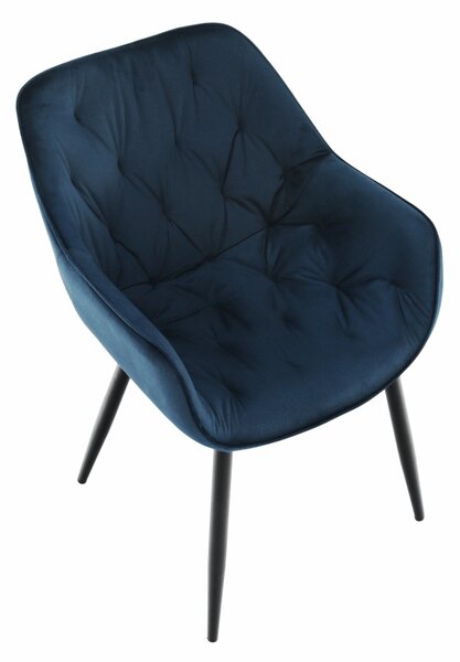 KONDELA Designové křeslo, modrá Velvet látka, FEDRIS