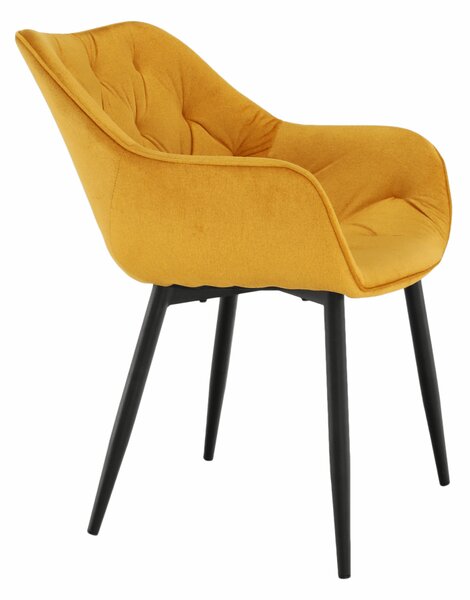 KONDELA Designové křeslo, žlutá Velvet látka, FEDRIS