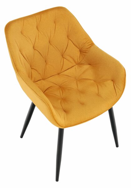 KONDELA Designové křeslo, žlutá Velvet látka, FEDRIS