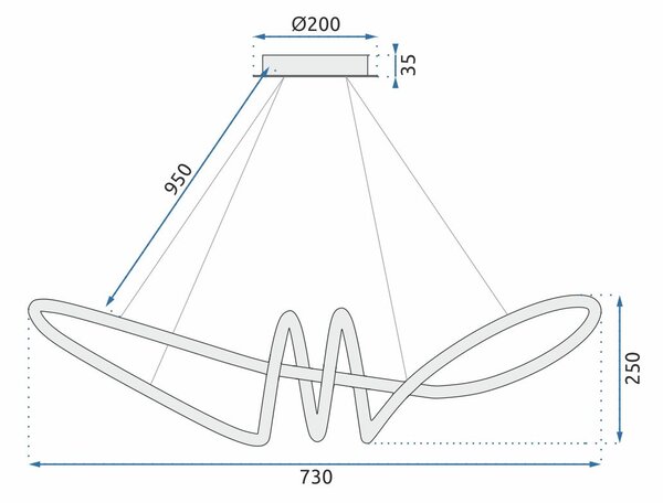 Toolight - LED závěsné svítidlo APP824-CP + dálkové ovládání, zlatá, OSW-06662