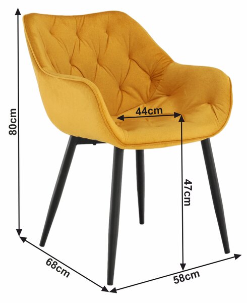 KONDELA Designové křeslo, žlutá Velvet látka, FEDRIS