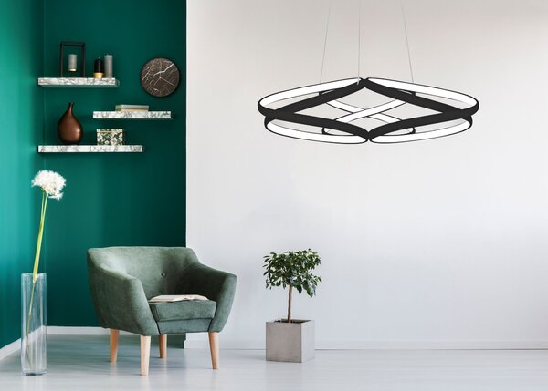 Toolight - LED závěsné svítidlo APP793-CP + dálkové ovládání, černá, OSW-04020