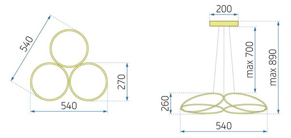 Toolight - LED závěsné svítidlo APP794-CP + dálkové ovládání, zlatá, OSW-04021