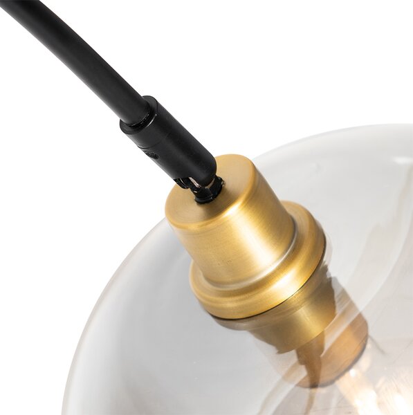 Smart Arc Floor Lamp Black with Gold and Smoke Glass incl. WiFi G95 - Zuzanna