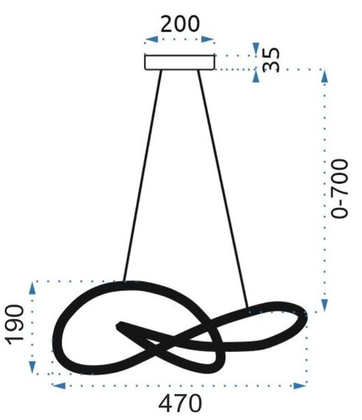 Toolight - LED závěsné svítidlo APP817-CP + dálkové ovládání, černá, OSW-04027