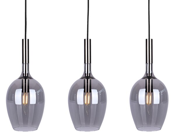 Závěsné svítidlo Lugano, 3x grafitové skleněné stínítko, b